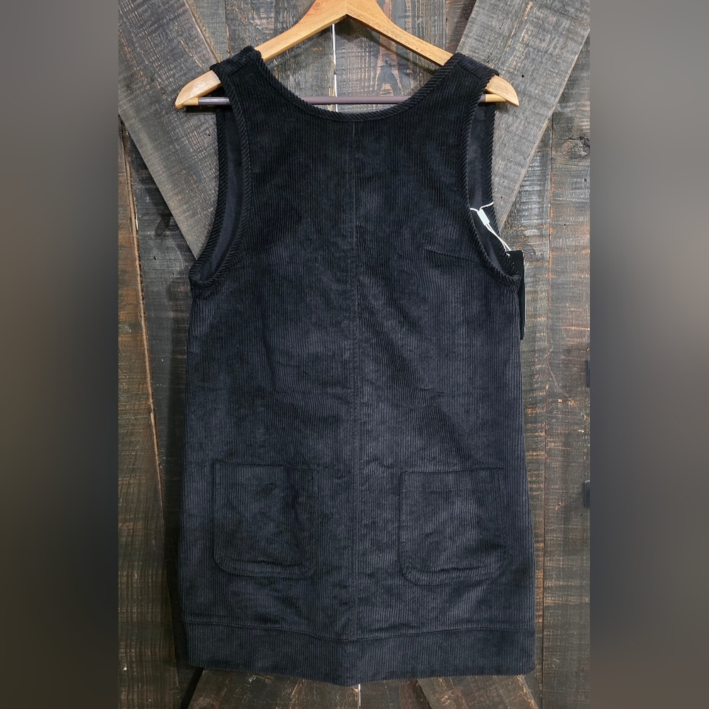 Hooever Black Corduroy Pocket Tank Dress - Women Small NWT